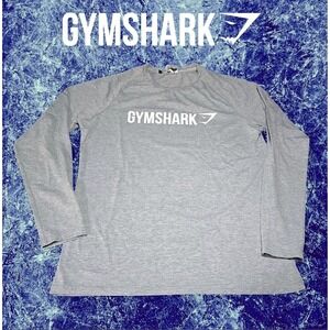 Gymshark Men's 2019 Spellout & Logo L/s Apollo‎ T-shirt Heathered Light Grey L